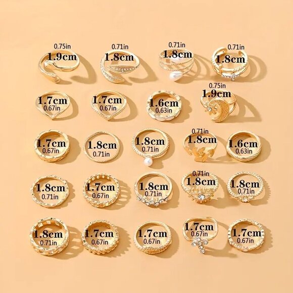 Exquisite Gold Stackable Rings - Rhinestone Moon & Star Set for Holiday Gifting - Picture 7 of 8